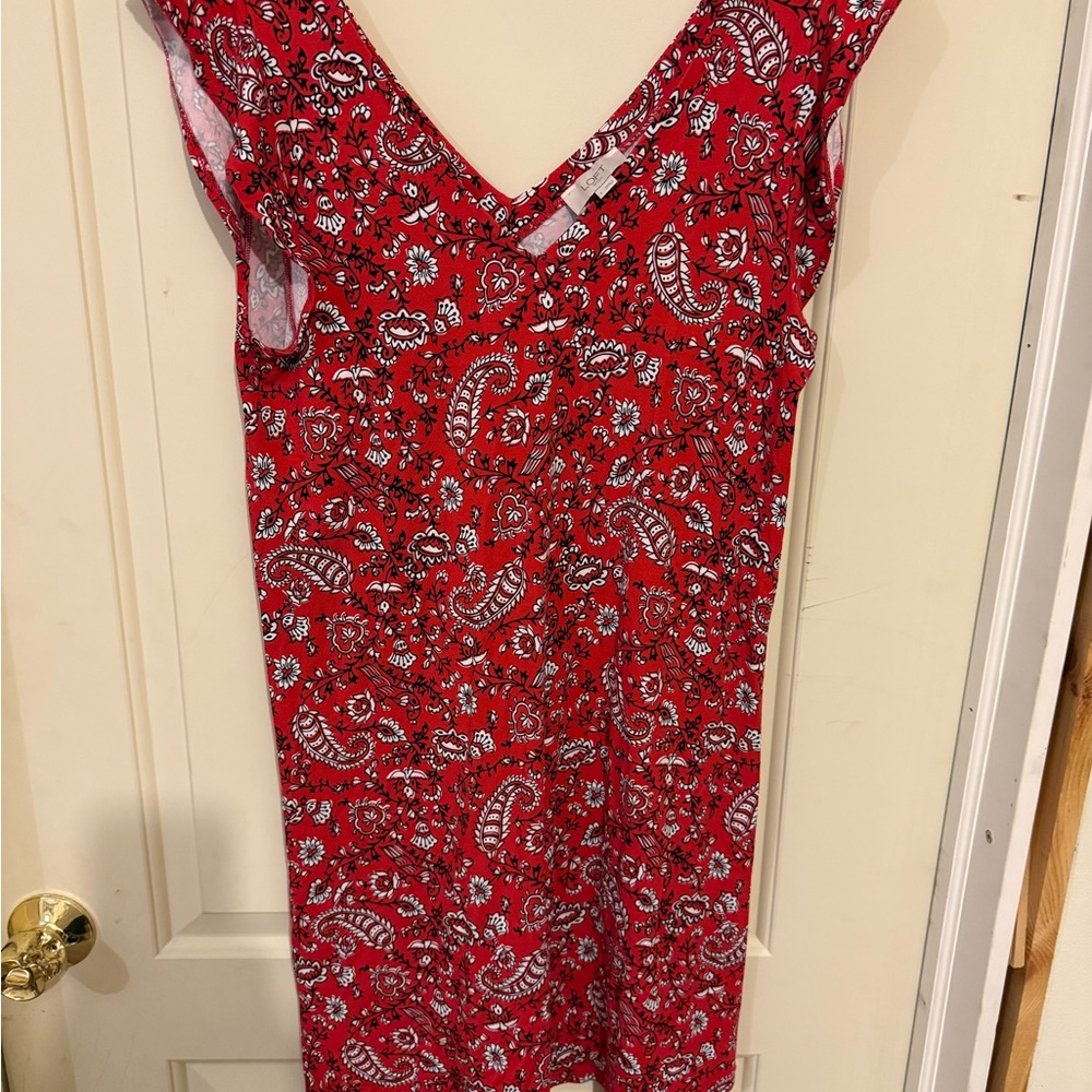 LOFT Red Paisley Dress